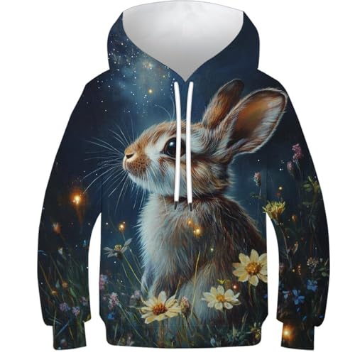 Sweat enfant lapin 3D nuit idéal pour le collège et les sorties entre amis 12-14 ans
