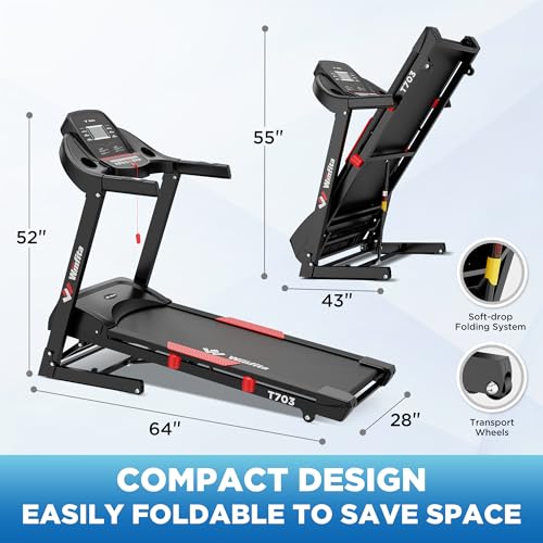Winfita 4.0HP Treadmill for Home, Folding Treadmill with 15% Auto Incline, 300 LBS Capacity, 10 MPH Max Speed, 18'' x 50'' Wide Belt,App, 64 Preset Programs, Pulse Monitor, BMI Detector - Image 8