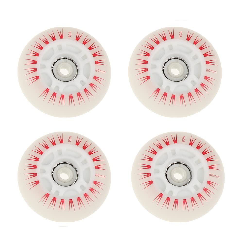 4 sztuki kółek do wrotek z diodami LED, trwałe, świecące, jasne kółka do przesuwania, 80 mm, czerwone