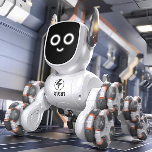 Image of Remote Control Stunt Robot Dog Toy for Kids 8 W /D RC Car | 360 Rotation, LED Eyes, Music & Dance | Rechargeable Smart Robot Pet Toy for Boys & Girls