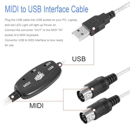 Ziyan B60 Midi USB Kabel Interface Konverter 5 Polig In Out Midi zu USB Adapter 2m