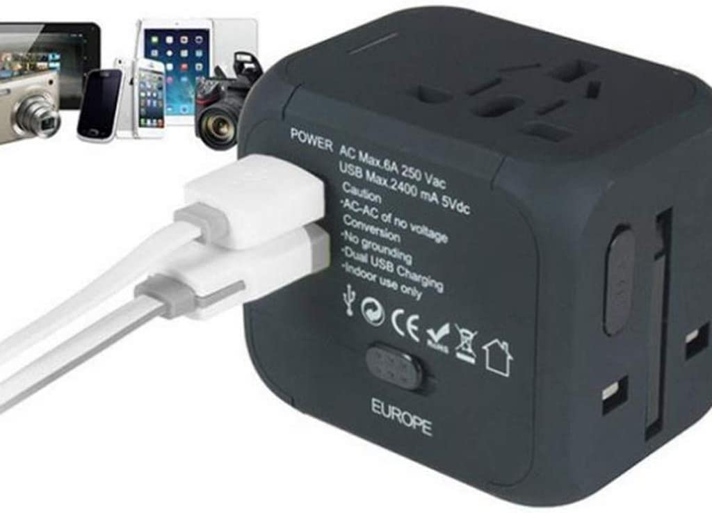Adattatore da Viaggio Europeo Internazionale con Adattatore da Viaggio Universale Dual USB per Laptop USA EU UK aus