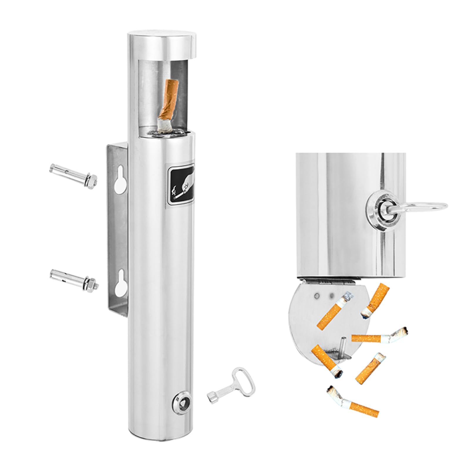 ashtray, Stainless Steel Cigarette Ash Bin Metal Tray for Pub Club, Garden, Office