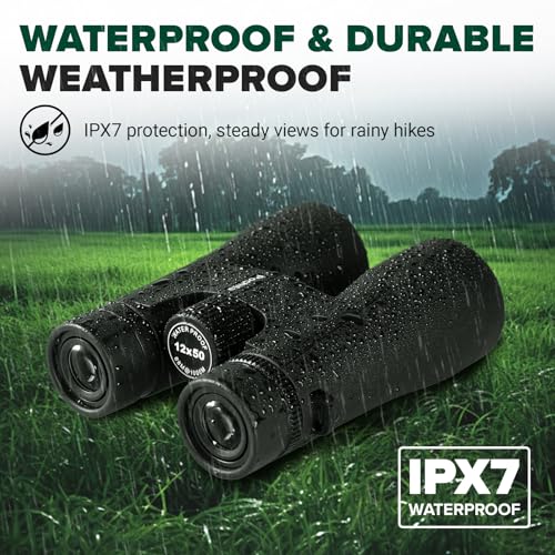 Binoculares 12x50 HD para adultos BAK4 con estuche resistente miniatura 5
