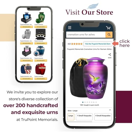 Image of Trupoint Memorials Urns for Human Ashes Adult Female and Male, Decorative Burial Urn, Funeral Cremation Urns for Women and Men - Large Hummingbird