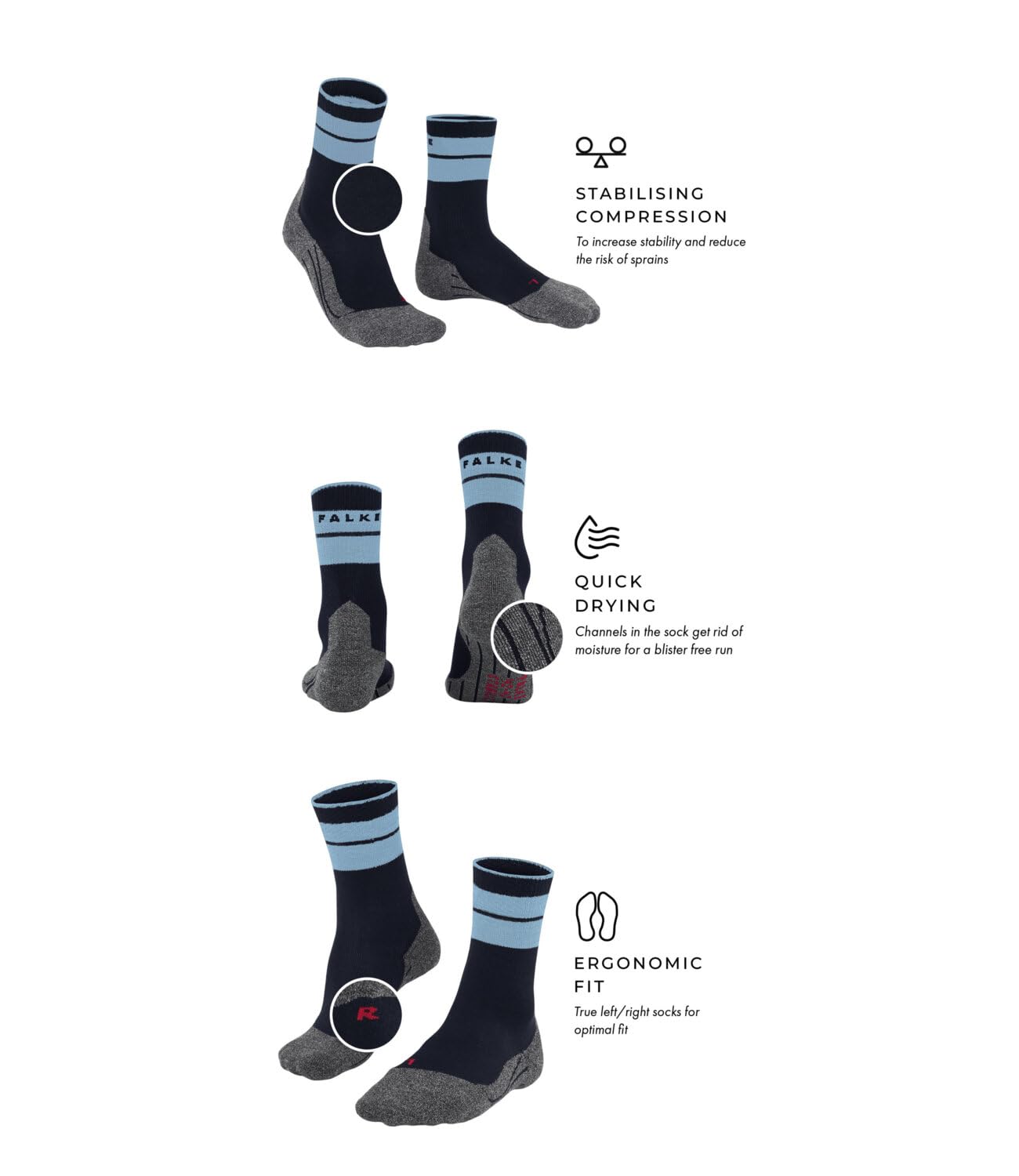 FALKE Herren TK Stabilizing Wandersocken atmungsaktiv schnelltrocknende klimaregulierende geruchshemmende Wolle Funktionsmaterial mittelstarke Polster stabilisierend Kompression antiblasen 1 Paar