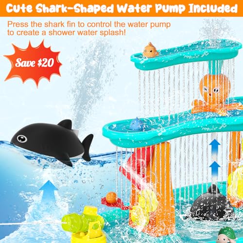Upgraded Toddler Water Table, 3-Tier Outdoor Kids Activity Table with Water Pump & Water Toy Accessories, Rain Showers Splash Pond Outside Water Play Toys Sand Sensory Table for Boys Girls Age 3+ - Image 6