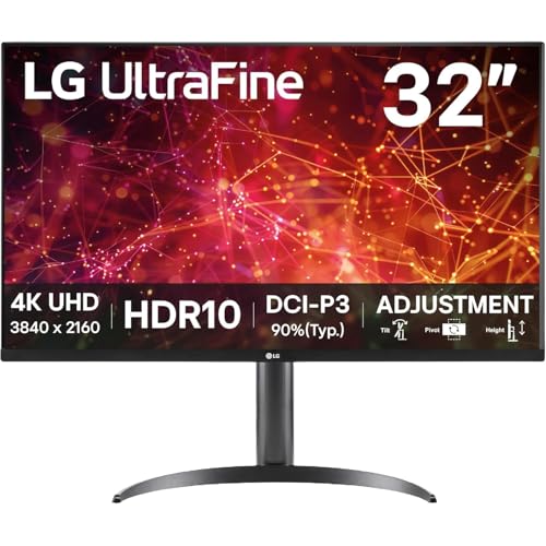 LG UltraFine Monitor 32UR550K-B - 4K UHD VA 32 inch, 60Hz, 4ms GtG, HDR10, Home/Office Display, Tilt/Height/Pivot Adjustment, Built-in Speakers, HDMI, DP, Black