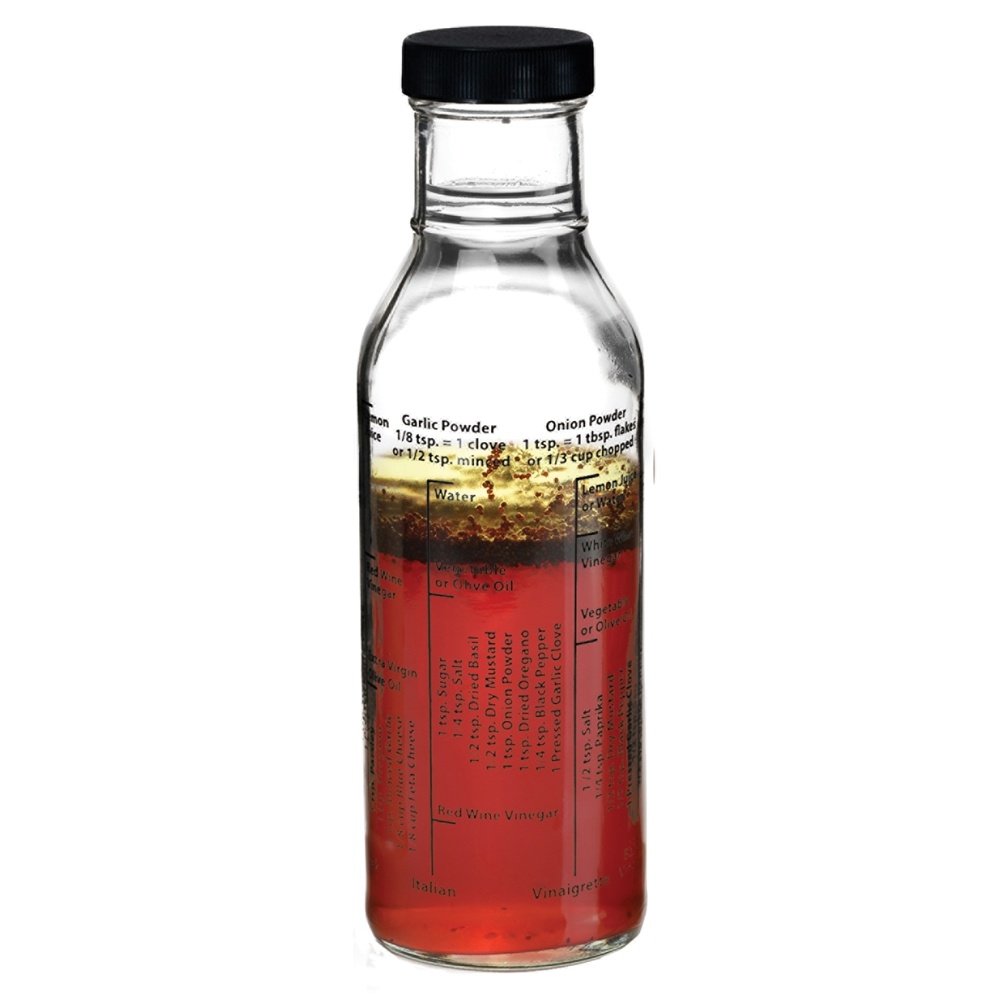 Kolder Salad Dressing Mixer Bottle with 8 Classic Recipes, Glass, 13-Ounce Capacity: Oil Bottles: Home & Kitchen