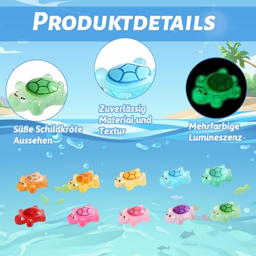 KRYMXAR 400 Stück Mini Schildkröten aus Harz, Leuchtende Mini Figuren für DIY, Schlüsselanhänger und Dekoration, 1.1 cm Länge, Farben Zufällig