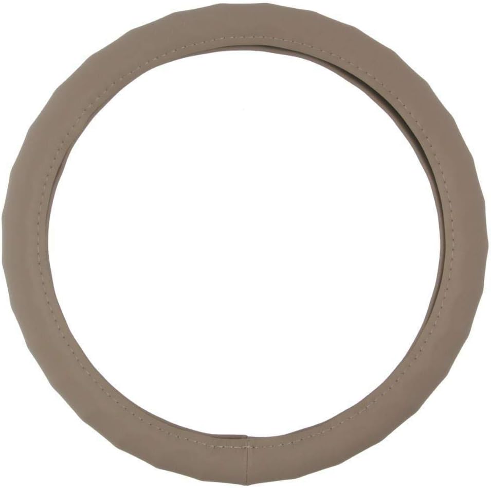 BDK Genuine Leather Steering Wheel Cover Medium 14.5"-15.5" Beige