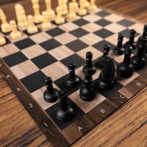 Gummimatte für Schach und Dame 35x35 cm / 14,1 x 14,1 - Holz