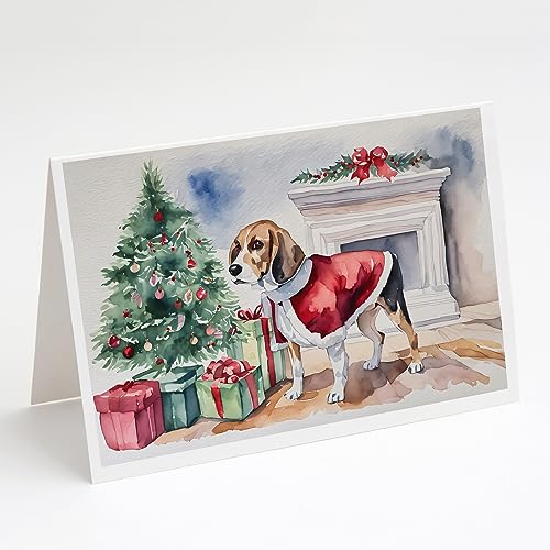 Caroline's Treasures DAC1245GCA7P Beagle Christmas Greeting Cards and Envelopes Pack of 8 Blank Cards with Envelopes Whimsical A7 Size 5x7 Blank Greeting Cards