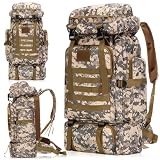 Mochila de Viagem 80L Impermeável para Camping e Trilha, Mochila Esportiva Grande Multifuncional com Compartimentos Amplos, Alças Confortáveis e Suporte para Equipamentos Outdoor, Camuflado