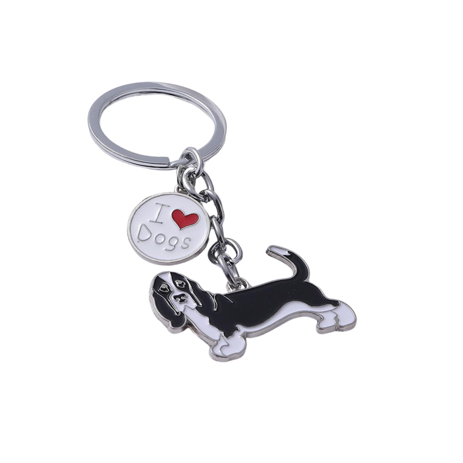 Bt Bear Unisex Basset Hound Black Keychain,Dog Id Tag Cute Metal Dog Keychain Keyring Keyfob Bag Charm (Basset Hound Black)