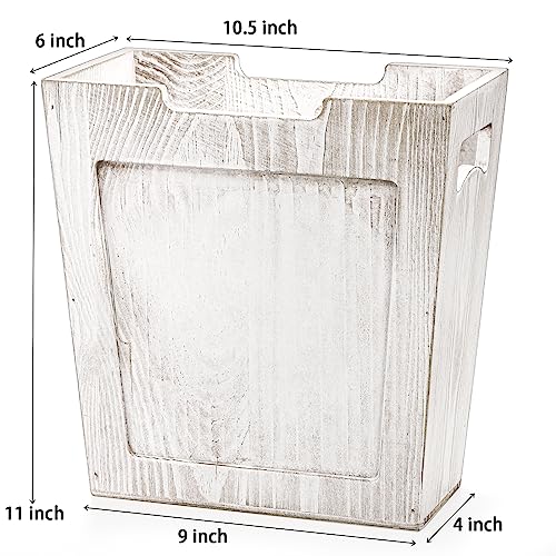 Topzea TO-WOODTRASHCAN-WHITE Wood Trash Can, Rectangular Rustic Wooden Waste Basket Farmhouse Wastebasket Bin thumb #1