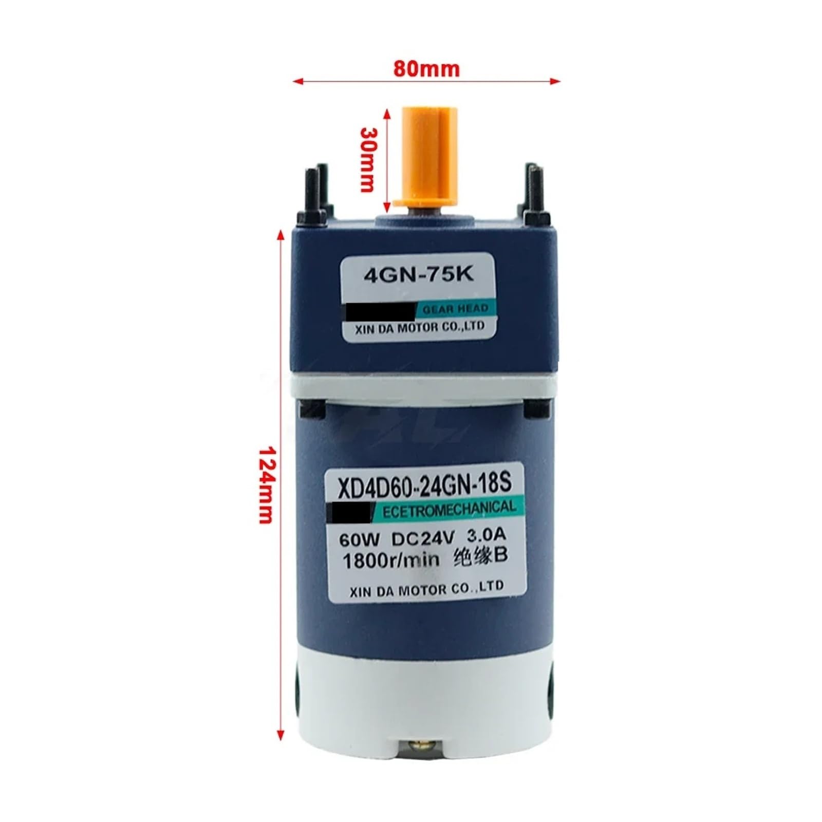 Motore riduttore di velocità DC piccolo con regolazione da 12V a 24V, motore elettrico ad alta coppia 60W, bassa(100 rpm,12V)