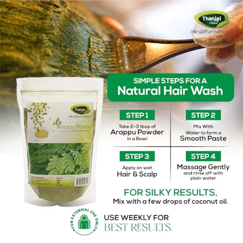 Image of Thanjai Natural Arappu Powder 500g Pouch 100% Natural Albizia Amara Arappu Powder Traditional Hair wash & Hair conditioner