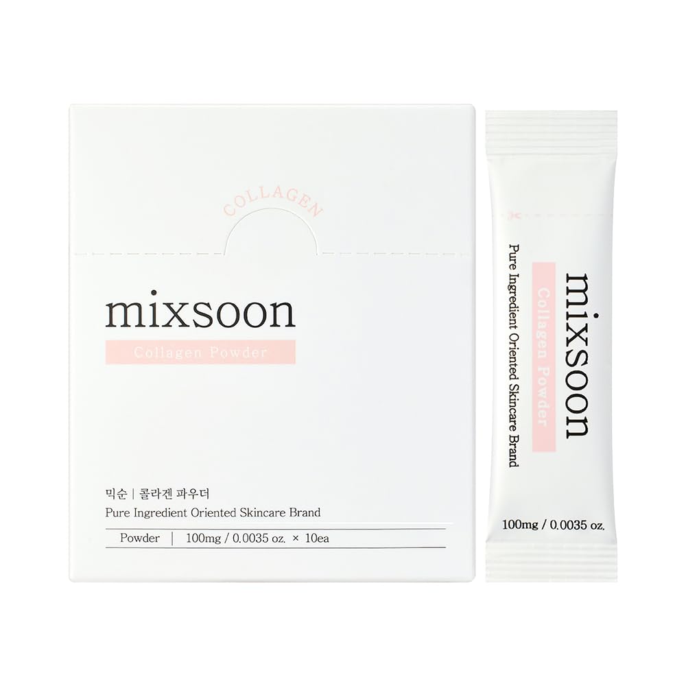 mixsoon Collagen Powder Stick - Nourishing and Firming Powder for Healthy, Glowing Skin 100mg / 3.38 fl. oz.(10ea) Korean Glass Skin Care