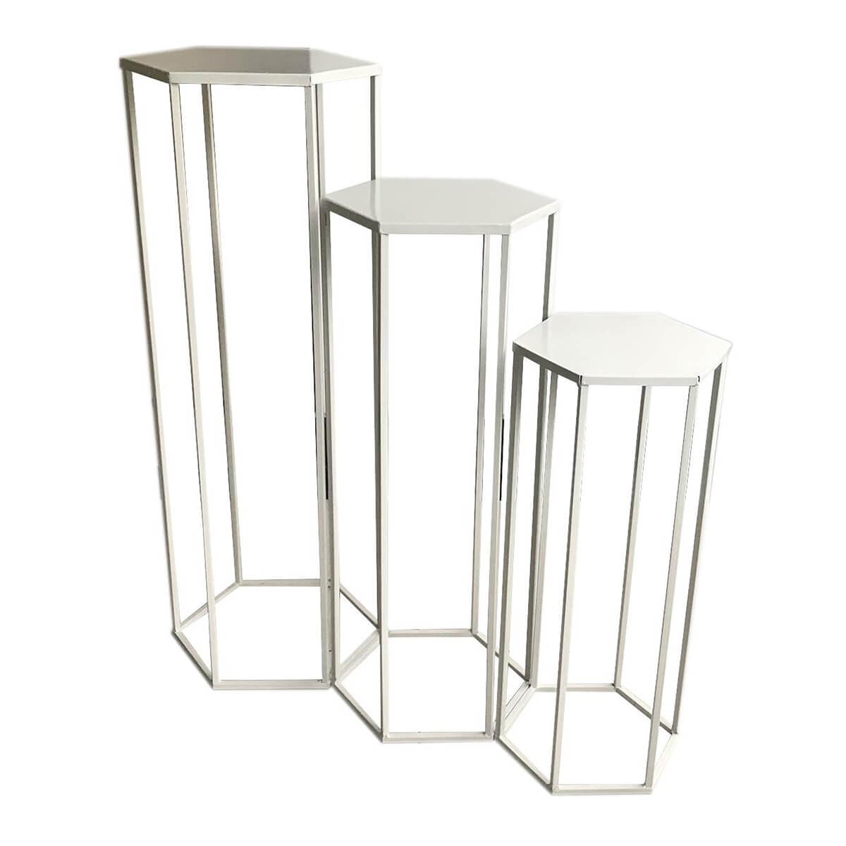 AltoBuy Razza - Lot de 3 Sellettes Gigognes Métal Blanc