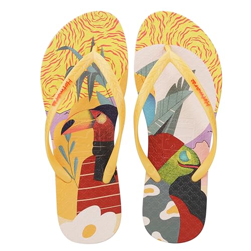 Hotmarzz Women Summer Beach Sandals Colorful Floral Fruit Print Light Flip Flops Indoor Outdoor Casual Slippers Thongs