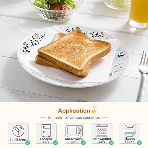 18-Pcs Dinnerware Sets,Meky Dinnerware With Flower Pattern Plates, Dishes, Bowls, Service For 6, Dishwasher, Microwave,Sterilizer Safety #TOP2