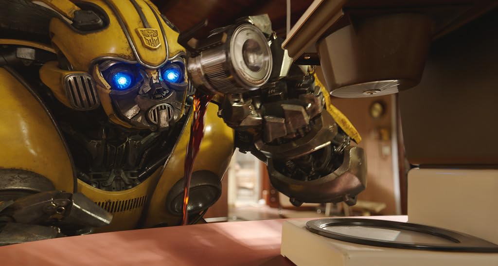 Bumblebee making coffee in a domestic setting