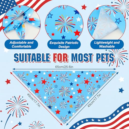 Image of Abbylike 50 Pcs Patriotic Dog Bandanas Bulk 4th of July Bandanas for Dogs Star Triangle Kerchief Bib Scarf Set for Pet Independence Day 250th Anniversary Party Costume, 25 Styles(25.6 x 17.7 x 17.7)
