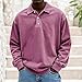 YSERB Long Sleeve Polo Shirts for Men Distressed Washed T-Shirts Retro Casual Button Polo Tee Lightweight Collared Golf Shirt Pink