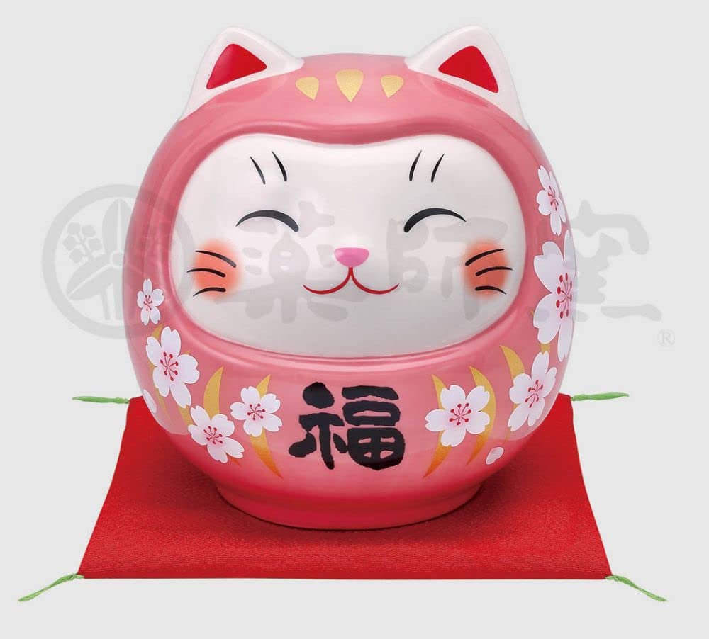 Amazon.co.jp: 薬師窯(yakushigama) 彩絵開運猫だるま(桜桃福・大