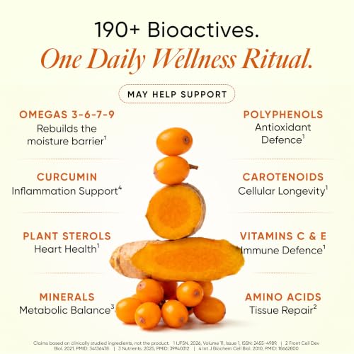 Image of Wellbeing Nutrition Himalayan Sea Buckthorn Pulp With Curcumin Extract |Cold-Pressed, Liquid Concentrate Juice| Natural Vitamin C, Omega 3, 6, 7, 9 & Antioxidants |Supports Immunity, Skin Glow & Gut Health| 500ml