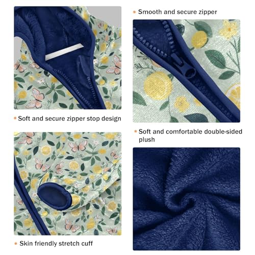 Lemon Butterfly Boys Fleece Coat,Children's Zip-Up Hoodie Jacket,Baby Warm Fashion Outerwear 3-10T,A1132923