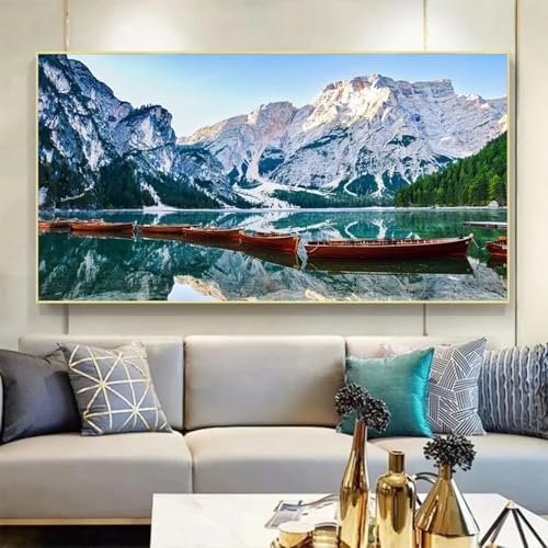 Tableau paysage de montagne enneigée grand format pour agrandir une pièce
