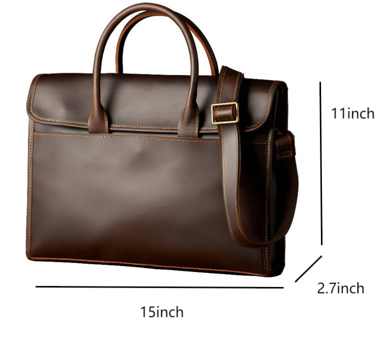 Handcrafted Crazy Horse Leather Messenger Bag Shoulder/Crossbody/Handbag/Laptop Bag for Men's Busines2