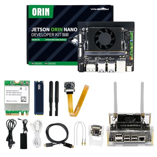 Yahboom Jetson Orin Nano Development Board Kit Single Board Computer All Modern AI Models ROS2 Programming AI Super Kit (Orin Nano 4GB SUB Camera Advanced Kit)
