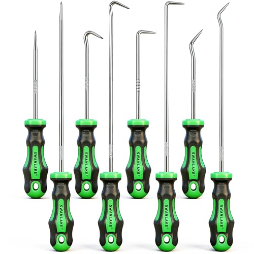 8-Piece Mini Hook and Pick Set, 4PCS 8.6'' & 4PCS 5.7'' Precision Automotive Picks Tools Set for Car Auto Oil Seal, Mechanic Lock Picking Kit, Puller Remover Tools