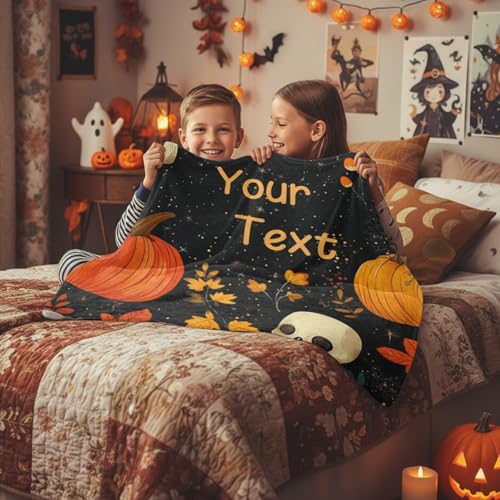 Image of Personalized Baby Blanket with Name, Custom Name Blanket for Kids Soft Flanne Blankets in Easter Personalized Baby Gifts for Infant Newborn Shower (Black)