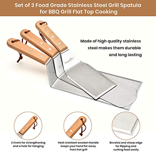 Set de 3 espátulas de acero inoxidable Stanbroil para parrilla miniatura 6
