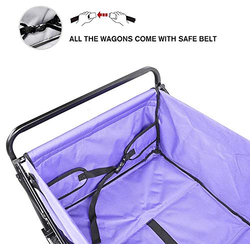 LQDSADRT Klappbarer Bollerwagen, Tragkraft 90 kg, tragbarer Gartenwagen mit 4 Rädern und Stahlbremsen, Trolley, Faltbarer Ziehwagen, Handtransportwagen, faltbar – Bild 3