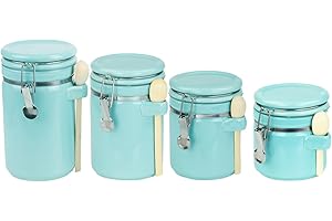 Turquoise Ceramic Canister Set of 4