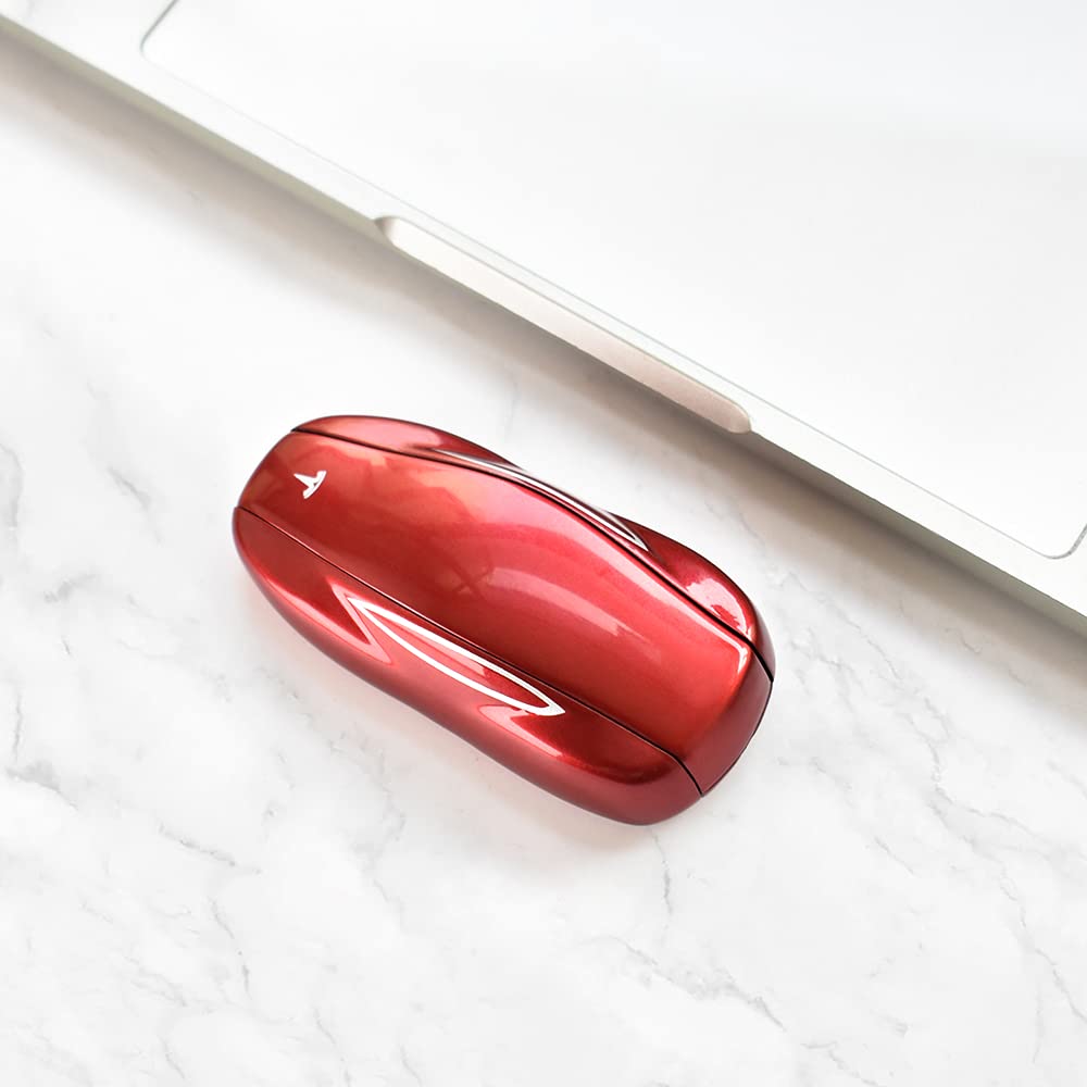HIBEYO Smart autosleutelhoes past voor Tesla sleutelhoes afstandsbediening voor Tesla Model Y/Tesla Model 3 sleutelbox sleutelbehuizing sleutelbos bescherming tas rood