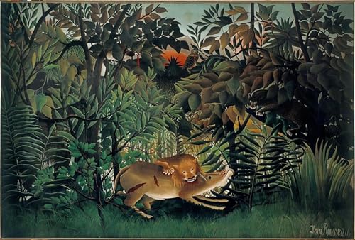 Affiche artistique le lion affamé Henri Rousseau Décoration murale pour grand salon