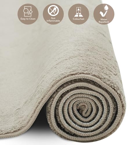 Image of Obsessions Large Indoor Polyester Carpet with Solid Pattern Felt Backing, Ideal for Bedroom & Living Room 160x230cm, Taupe