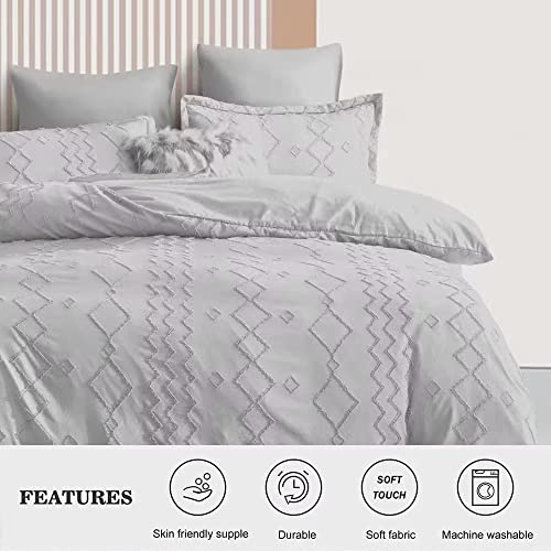 Shatex Tufted Twin Xl Comforter Set For Boys- 2 Piece All Season Bedding Comforter Set, Ultra Soft Polyester Bedding Comforters- Boho Stripes, Gray #TOP1