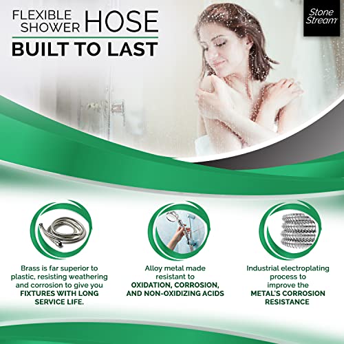 Original StoneStream Flexible 60-inch Shower Hose Replacement for Handheld Showerhead - Chrome, 150 centimeters - Image 2