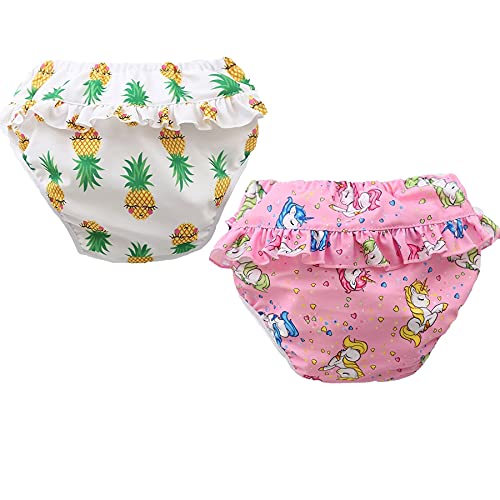 2 PC Baby Reusable Swim Diaper Leakproof Swimming Shorts Suitable for 15-36lbs Girls Shower Gifts & Swimming Lessons (Set 3, XL/15-22lb/0-1 Years)