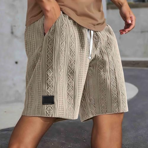 Mokaloha Shorts for Mens 2025 Pacificozy Cozy Texture Embroidered Logo Casual Stretch Elastic Waist Shorts with Pockets2