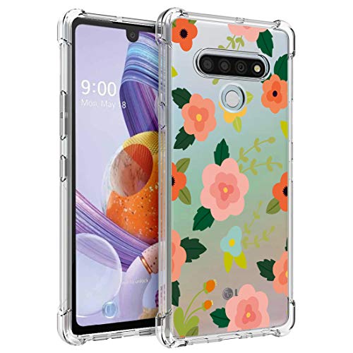 Osophter for LG Stylo 6 Case Clear Transparent Reinforced Corners TPU Shock-Absorption Flexible Cell Phone Cover for LG Stylo 6(Cartoon Flower)