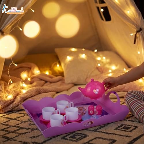 Image of Princess Tea Playset - 12 Pcs Pretend Play Tea Party Set for Kids with Electronic Kettle, Boiling Sounds & Lights-Disney Princess Theme Kitchen Toys for 3+ Year Olds-Safe & Interactive Gift