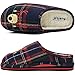 KuaiLu Chausson Femme Mignon Noel Renne Hiver Pantoufles Peluche Fourrure Chaud Doublure Fermé Charentaise Confort Memoire de Forme Voute Plantaire Carreaux Slippers Antidérapant Gomme Semelle Noir 37
